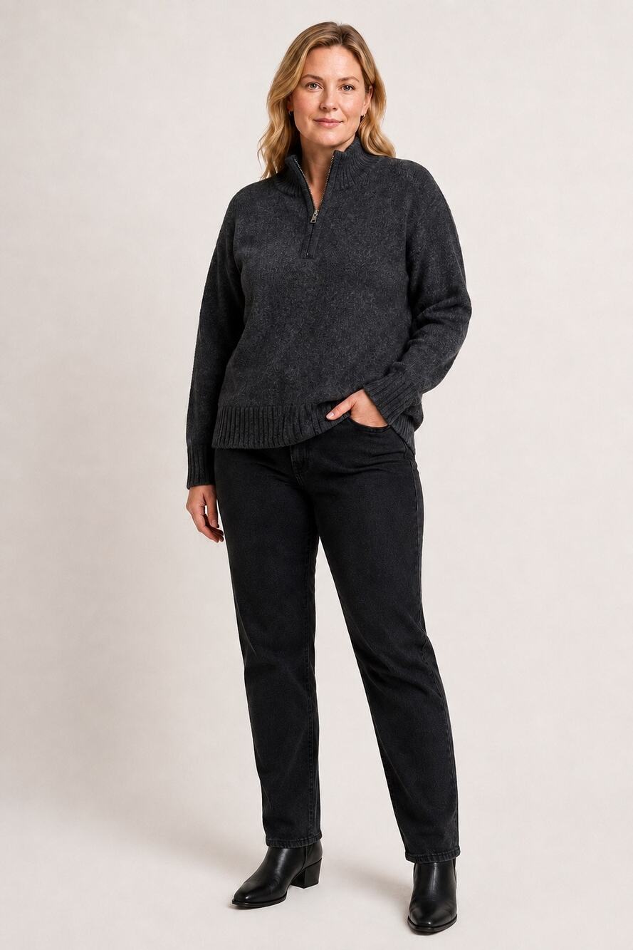 Rails Merino Wool Quarter Zip Sweater Women’s XL Charcoal Chest Pocket Pullover